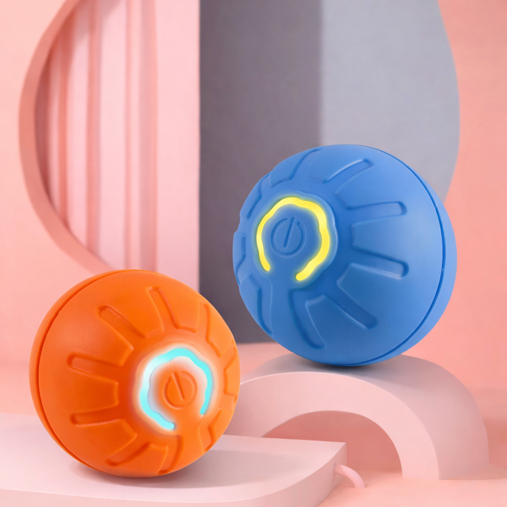 Smart Interactive Dog Toy Ball – Automatic Moving & Bouncing Pet Toy with USB Rechargeable Battery, LED Light & Obstacle Avoidance for Dogs & Cats