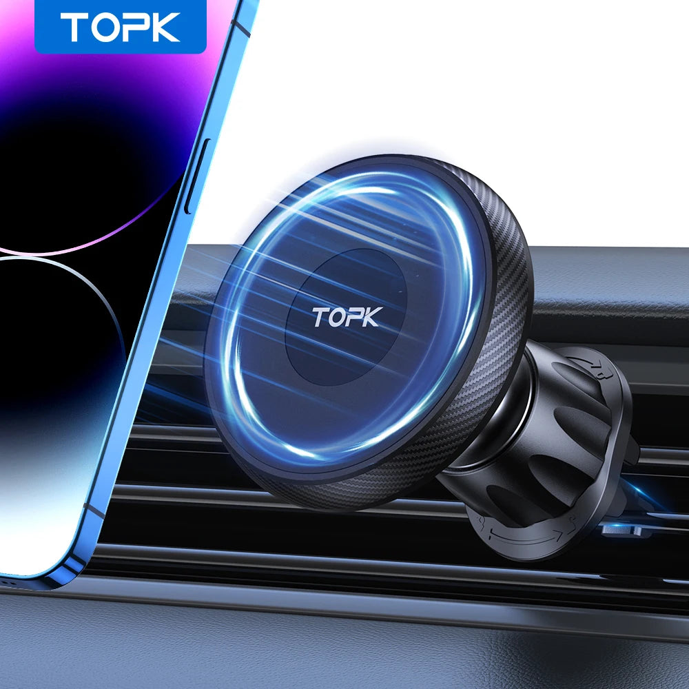 Experience Unmatched Convenience with the TOPK Magsafe Car Phone Holder - Powerful Magnetism & Effortless Single-Hand Operation!